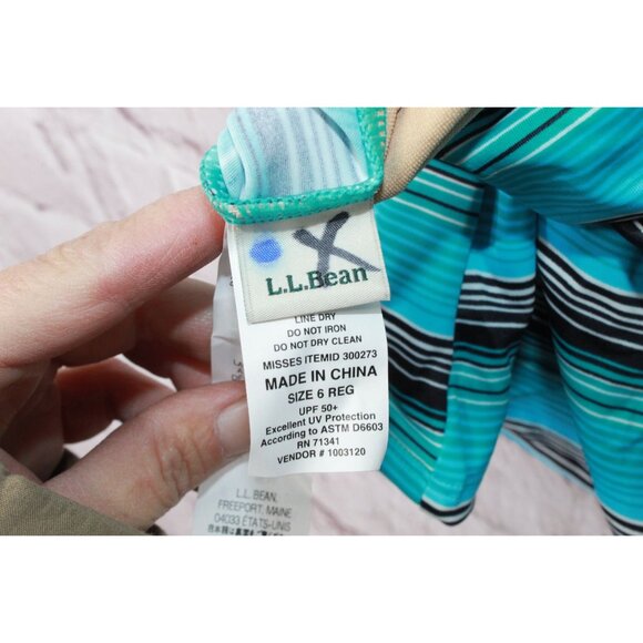 LL Bean BeanSport Swimwear Scoopneck Tankini Top Stripes Blue Size 6 - Picture 7 of 10